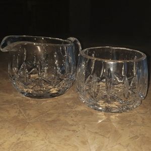 Block Poland Cut Lead Crystal Glass Creamer & Open Sugar - OLYMPIC PATTERN